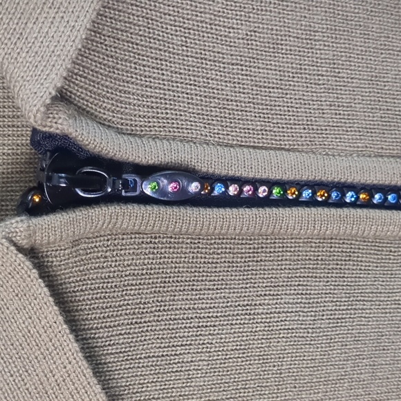 YOUNG FASHION* decorative zip front lightweight collared long sleeved cardigan - Picture 5 of 7